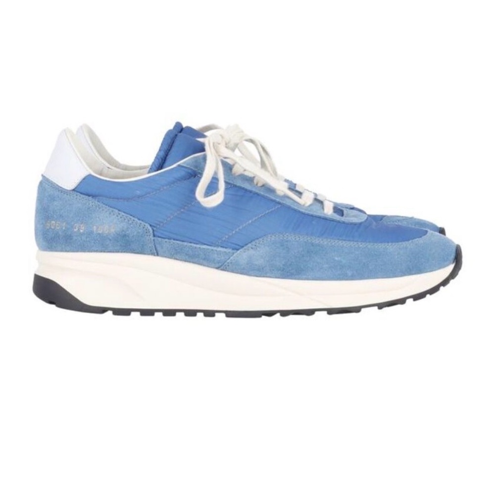 Common Projects Track Classic Ripstop Sneakers in Blue Leather & Suede men’s 12